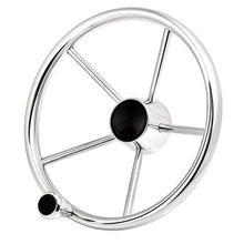 Load image into Gallery viewer, 13" Stainless Steel Steering Wheel FG w/knob and black cap