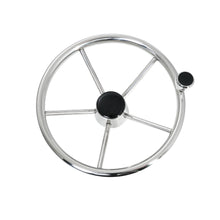 Load image into Gallery viewer, 13&quot; Stainless Steel Steering Wheel FG w/knob and black cap
