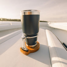 Load image into Gallery viewer, Drink Holder, Single, Stainless with Teak Base
