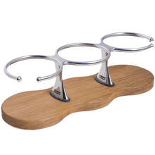 Load image into Gallery viewer, Drink Holder, Triple, Stainless with Teak Base
