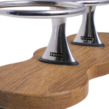Load image into Gallery viewer, Drink Holder, Triple, Stainless with Teak Base
