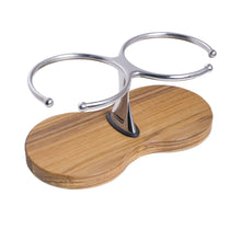 Load image into Gallery viewer, Drink Holder, Double, Stainless with Teak Base

