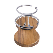 Load image into Gallery viewer, Drink Holder, Double, Stainless with Teak Base
