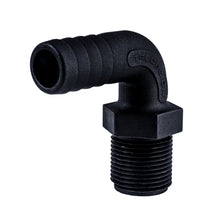 Load image into Gallery viewer, Hose Barb 90deg .75" x .75" NPS Long Thread, Black
