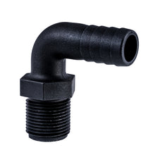 Load image into Gallery viewer, Hose Barb 90deg .75" x .75" NPS Long Thread, Black
