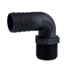 Load image into Gallery viewer, Hose Barb 90deg 1.25" x 1.25" NPS Long Thread, Black
