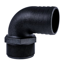 Load image into Gallery viewer, Hose Barb 90deg 2" x 2" NPS Long Thread, Black
