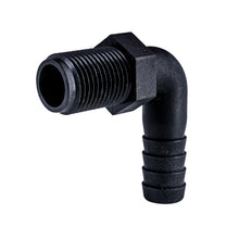 Load image into Gallery viewer, Hose Barb 90deg Unequal .625" x.5" NPS Long Thread, Black
