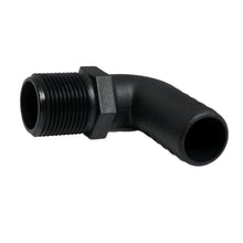 Load image into Gallery viewer, Hose Barb 90deg Unequal 1.125" x 1" NPS Long Thread, Black
