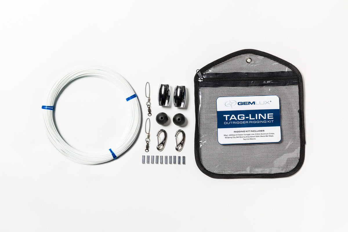 Tag Line Rope For Rigging Outrigger Tag-Line Rigging Kit With Swivels, Stops, & More